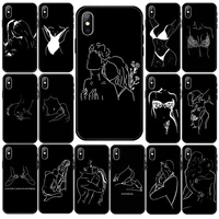line body drawing gril face phone case for iphone 7 8 plus xr se 2020 12 mini 11 pro x xs max silicone soft tpu cover