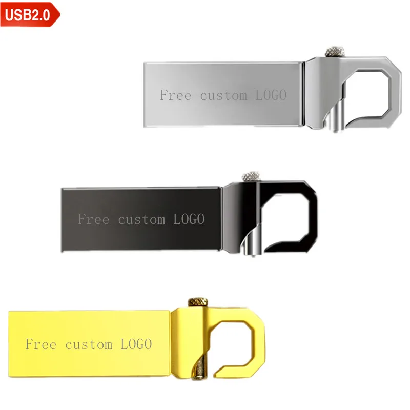 

Usb Flash Drive 32GB pendrive Metal Pen Drive 128GB 4GB 8GB 16GB 64GB with Key Ring Flash memory usb stick Free Custom Logo