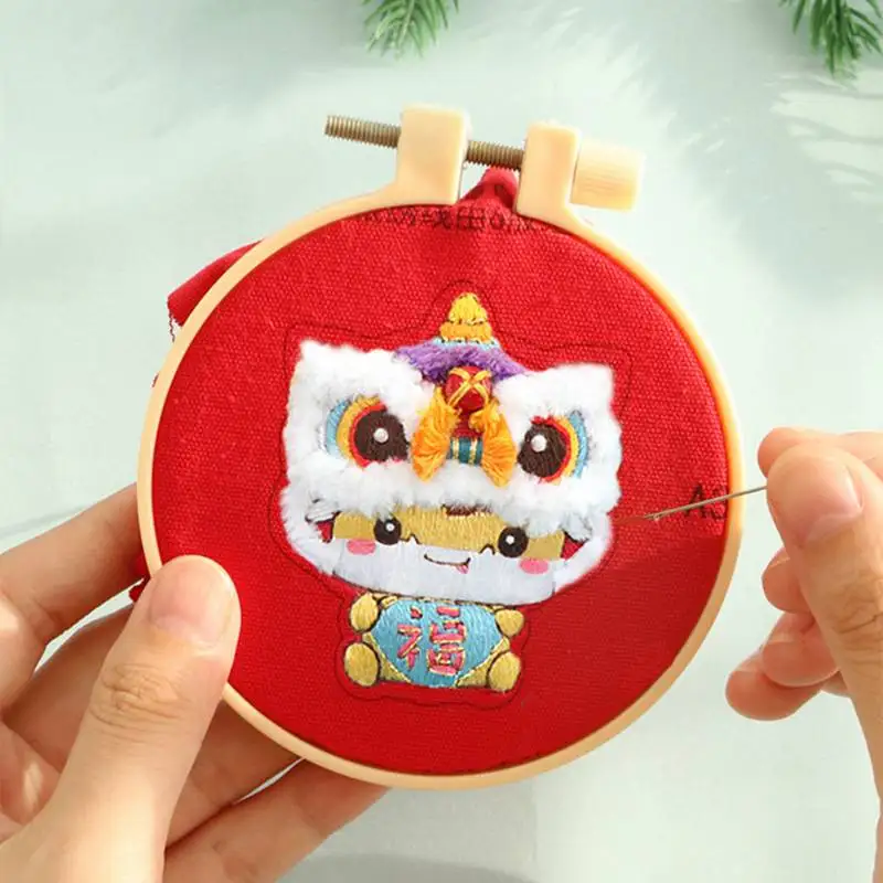 

2021 Embroidery Diy Handmade Material Package Self-embroidered Pouch Pendant Keychain Safe Pendant Gift
