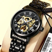 fngeen gold skeleton sport mechanical watch fashion mens watches top brand clock men waterproof automatic watch montre homme