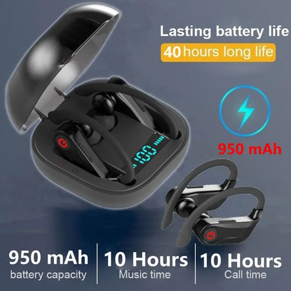Мощность TWS беспроводные наушники Bluetooth 5 0 стерео спортивные 950 мАч чехол