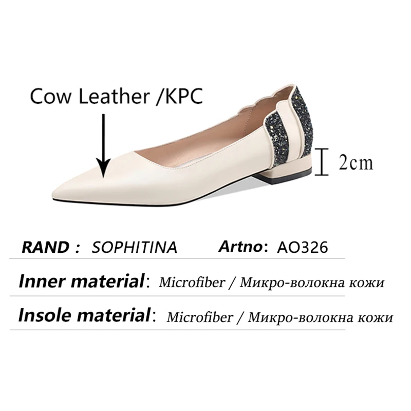 

SOPHITINA Casual Flats Female Sequined Shallow Pointed Toe Shoes Patchwork Soft Leather Simple Versatile Women's Shoes New AO326