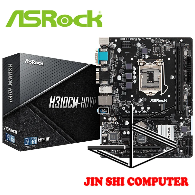 

ASRock H310CM-HDVP Socket 1151Supports DDR4 2666 4 SATA3, 1 M.2