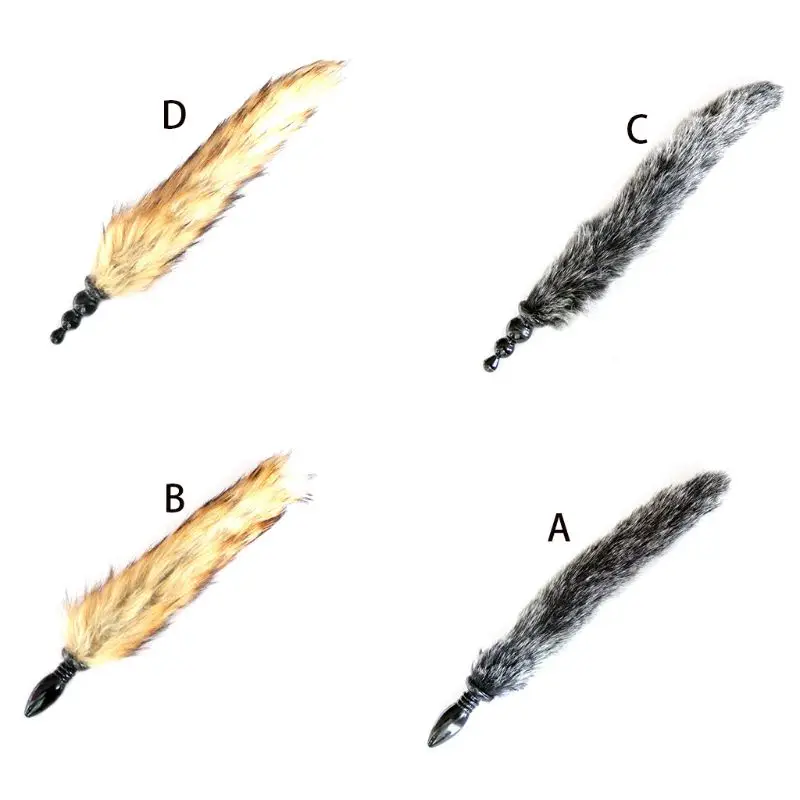 Анальная пробка из ТПР и искусственной шерсти с лисьим хвостом секс-игрушка для
