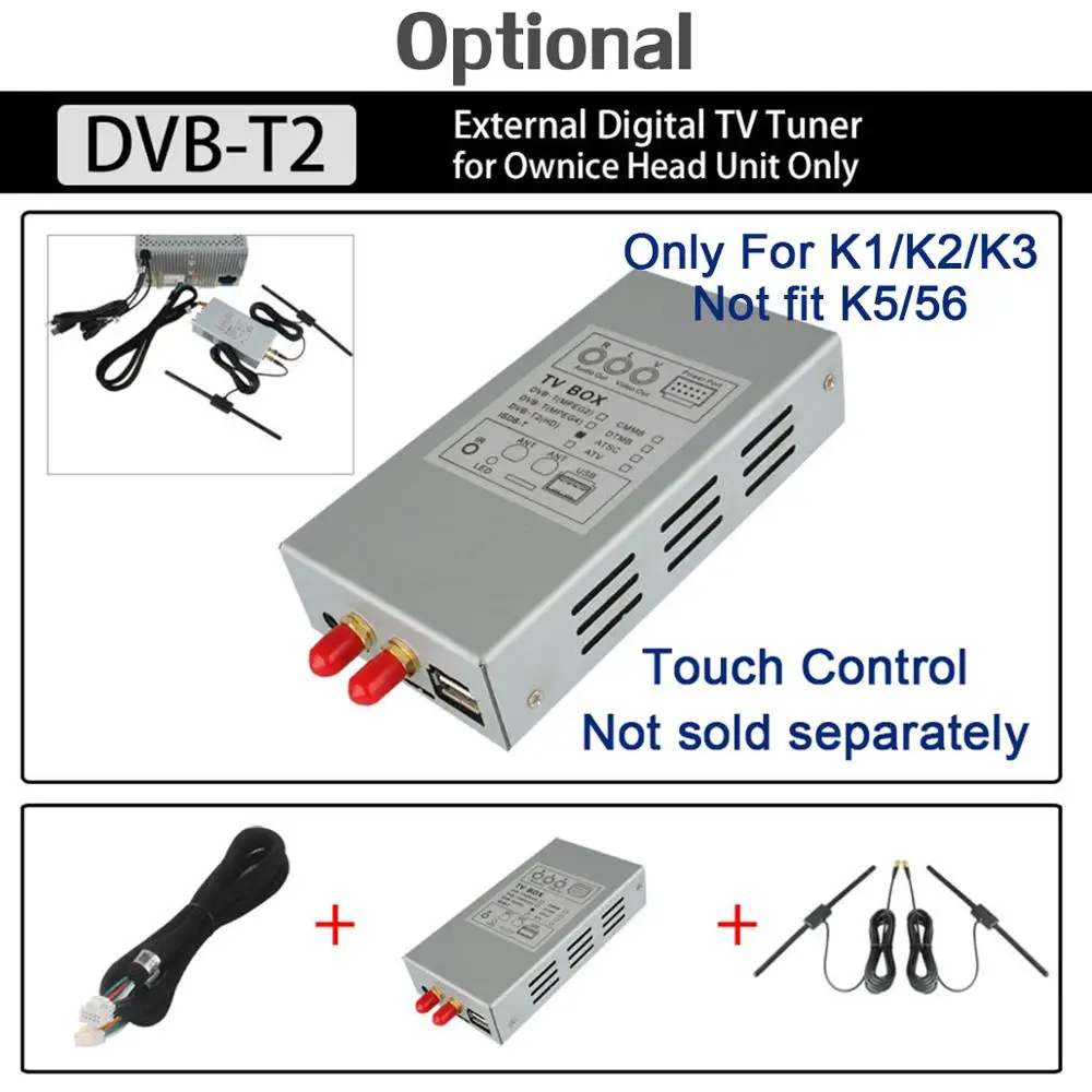 DVB-T2-TV BOX Ownice K1 K2 K3 K5 K6 дополнительная стоимость для CarPlay DAB DTV OBD ADAS TPMS Android DVD продается только с автомобильным dvd вместе - Название цвета: DVB-T2-TV BOX