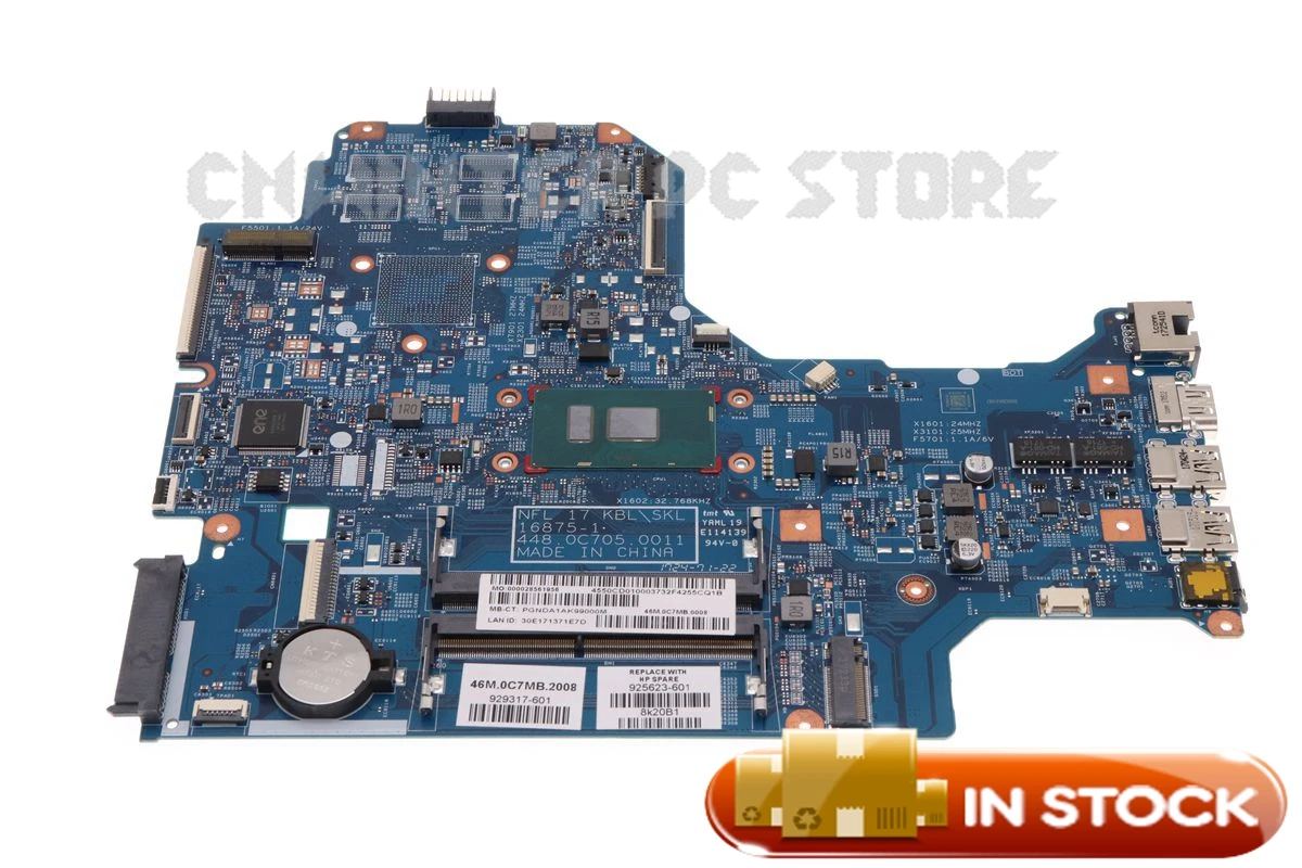 

Материнская плата NOKOTION для ноутбука HP 17-BS 17-BS067CL 925623-601 929317-601 925623-001 16875-1 448.0C705.0011 SR341 i7-7500U CPU