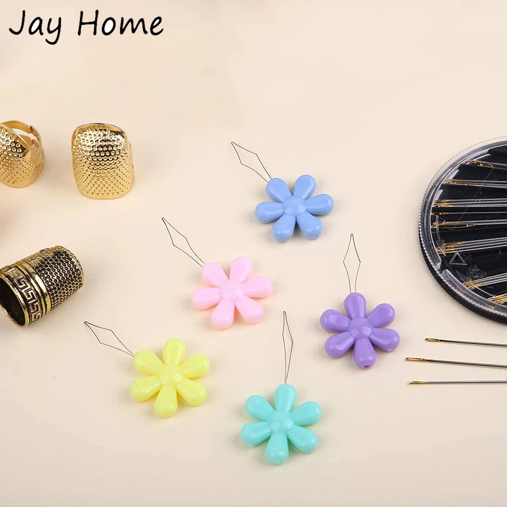 

30Pcs Hand Sewing Needles with 4 Sewing Thimble Finger Protector & Wire Loop Needle Threader for Needlework Embroidery DIY Craft