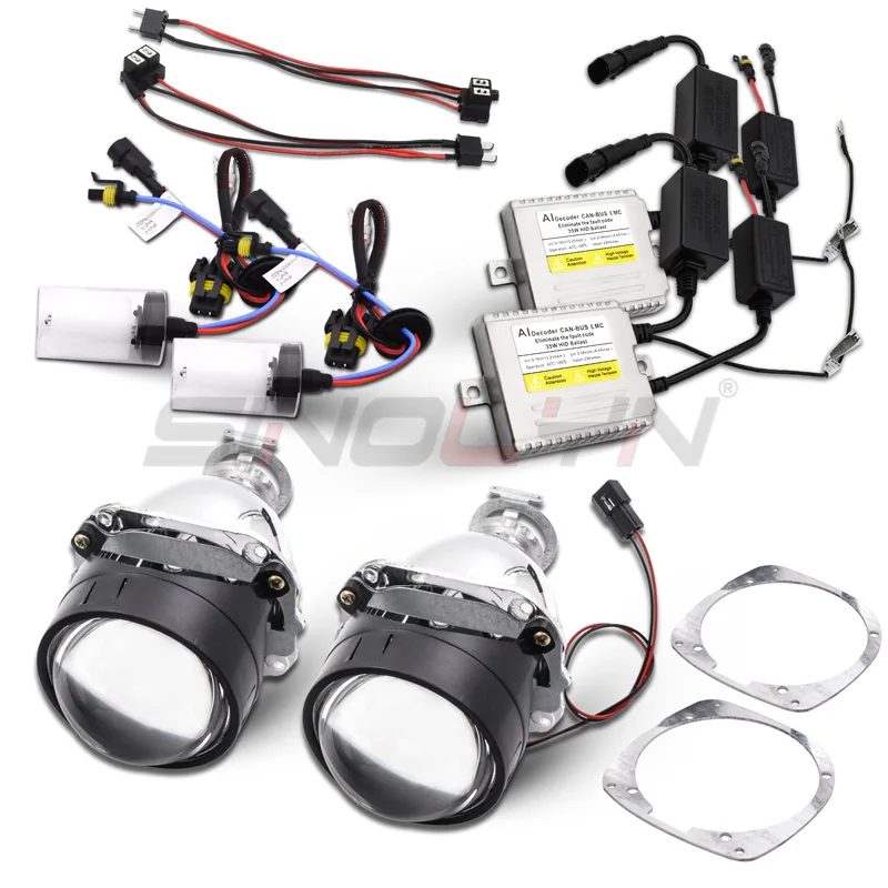 With HID Kit Биксеноновый HID проектор полный комплект для Audi A4 B6 8E 01-04 Галогенные ксеноновые фары линзы 2,5 WST 8,0 линзы автомобильные аксессуары для модернизации - Цвет: With HID Kit