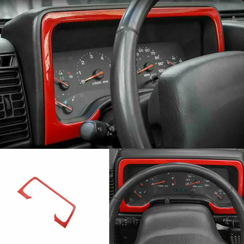 

Car Accessorie Center Console Red ABS Dashboard Frame Decoration Cover Trim For Jeep Wrangler TJ 1997-2005 2006 Interior Styling