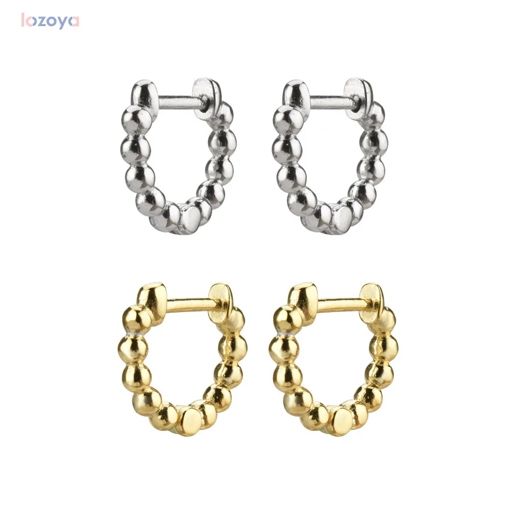 

LOZOYA, кольца из стерлингового серебра 925 пробы в стиле Huggies, модные женские кольца 2021 дюйма, круглые мини-кольца, лучший подарок