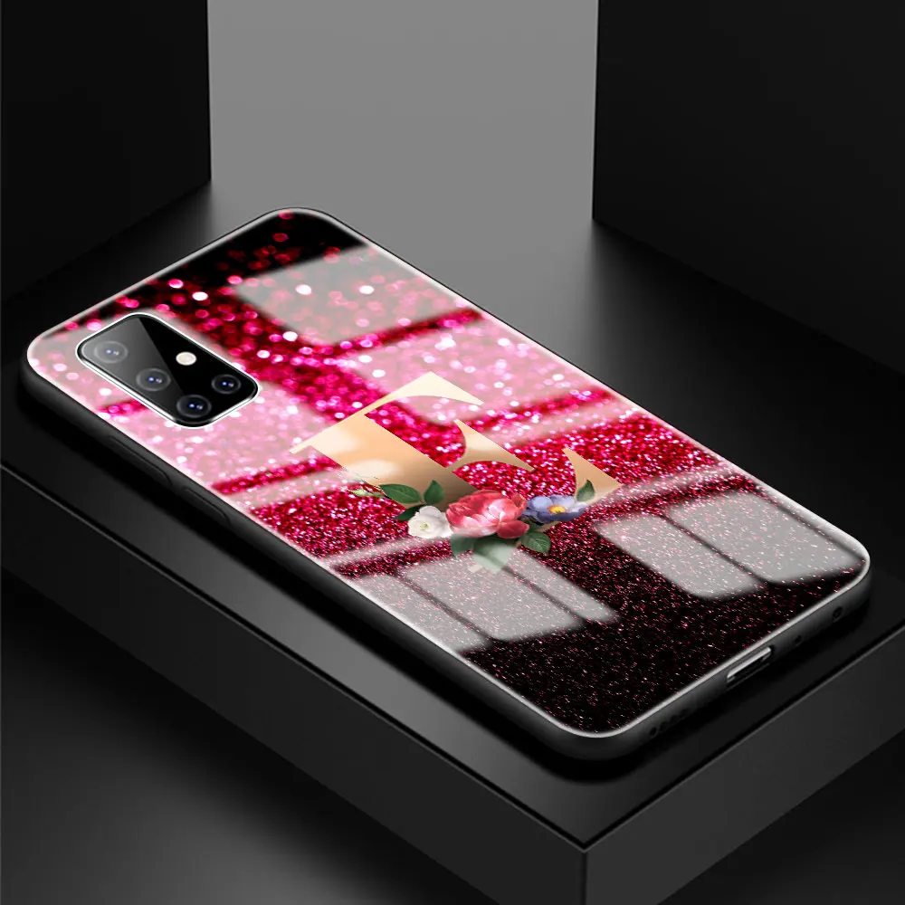 

Tempered Glass Case For Samsung Galaxy A51 A50 A71 A70 A31 A30 A21s A91 A10 A40 Phone Cover Sac Cute Ltter