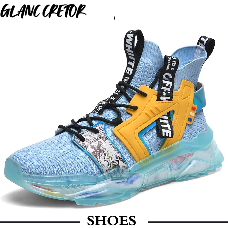 

2021 Mens High Top Sneakers New Sport Shoes Popcorn Colorful Sole Fashion Style mens shoes tenis masculino