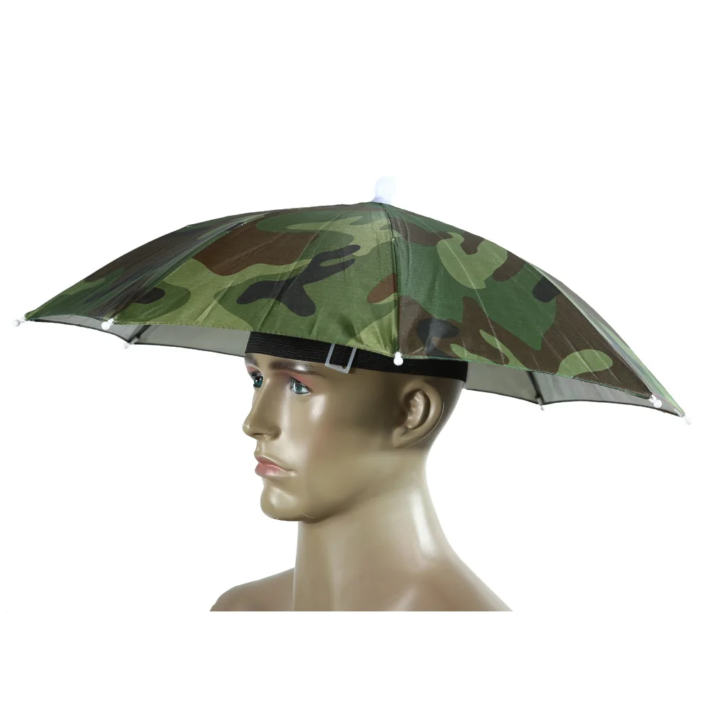 

55 CM Foldable Headwear Umbrella Anti-UV Portable Umbrella Hat Fishing Hiking Camping OutdoorHeadwear Umbrella Rain Gear