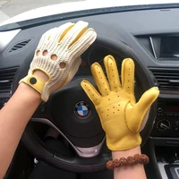 2022 new autumn fashion mens wool knitted deerskin gloves locomotive mitten car driving genuine leather motorcycle gloves