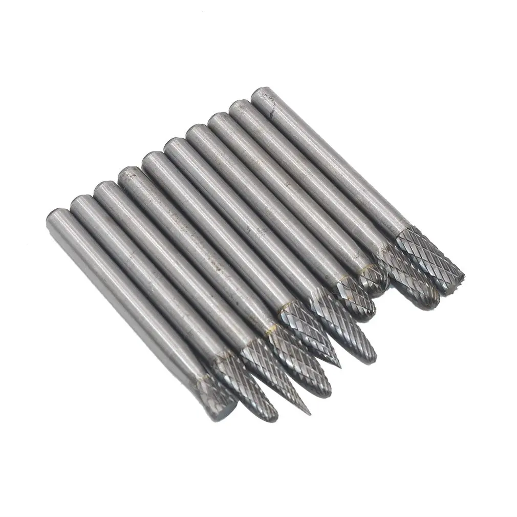 

10 Piece Set Of High Speed Steel Electric Grinder Grinding Head Woodworking Rotary File Milling Cutter Carving Knife