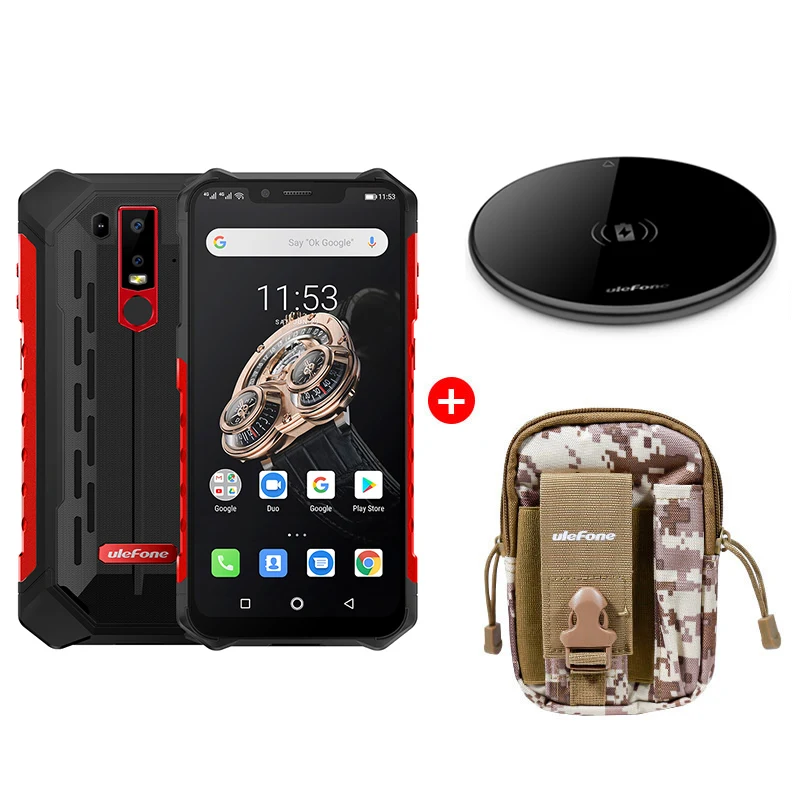Red add UF002 bag Ulefone Armor 6S прочные мобильные телефоны 6," Helio P70 6G+ 128G 16MP+ 8MP Face ID NFC Беспроводная зарядка Android 9,0 смартфон - Цвет: Red add UF002 bag