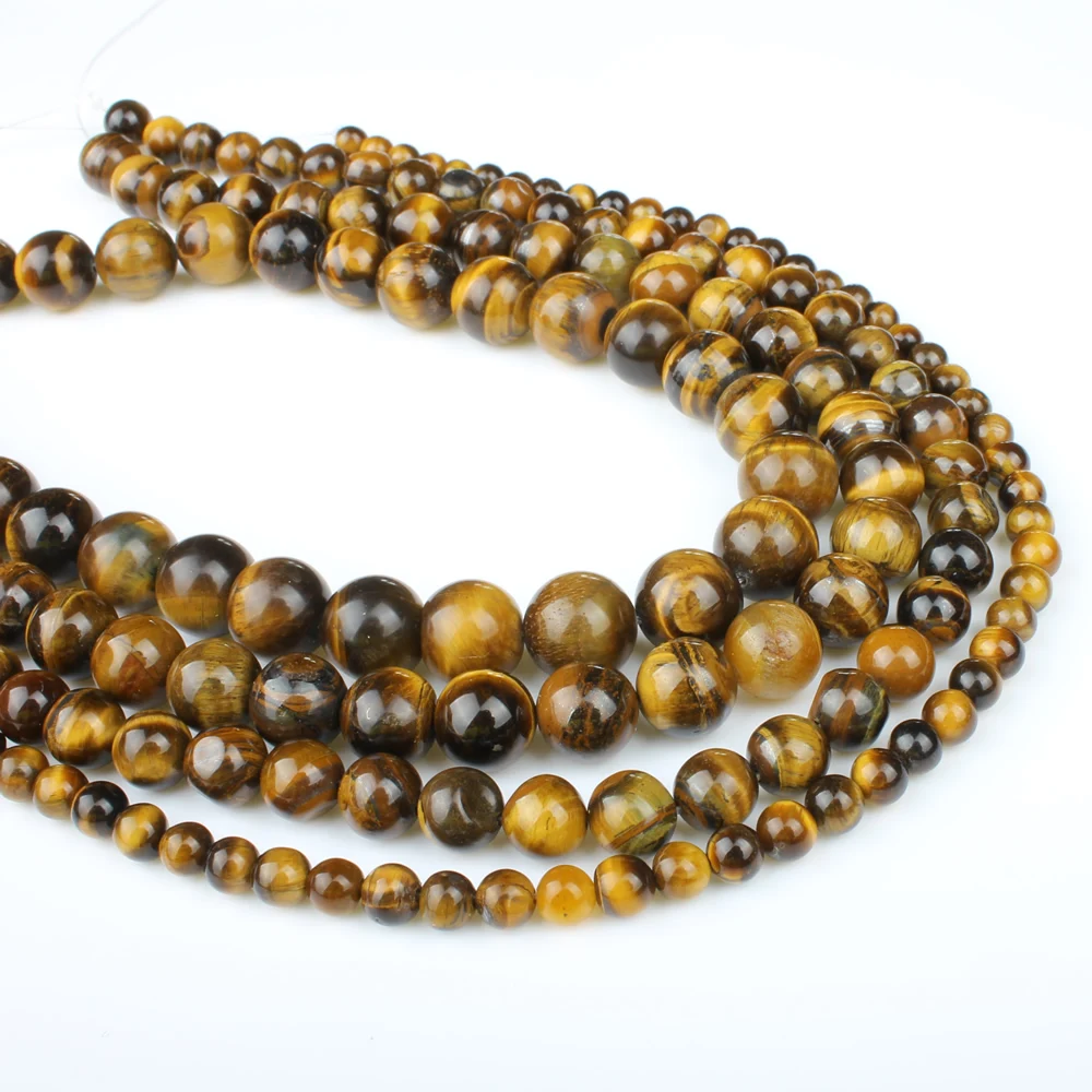 Натуральный камень 4/6/8 / 10 мм серый желтый тигр круглый бисер для изготовления