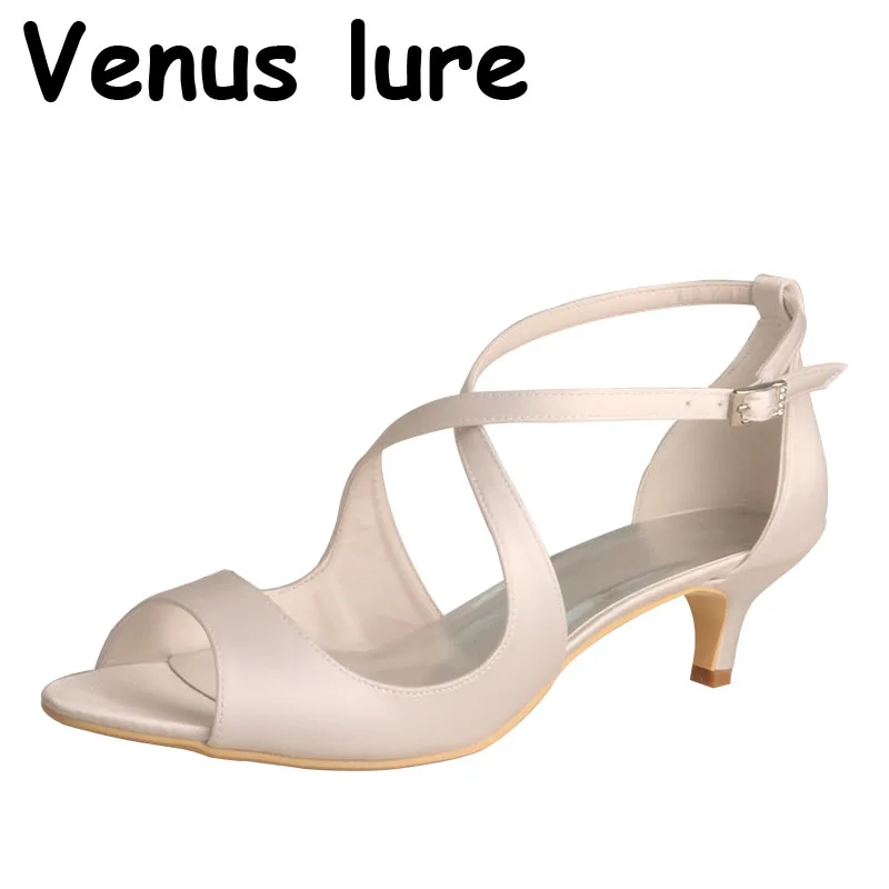 

Venus lure Peep Toe Low Heel Shoes Wedding Bride Sandals