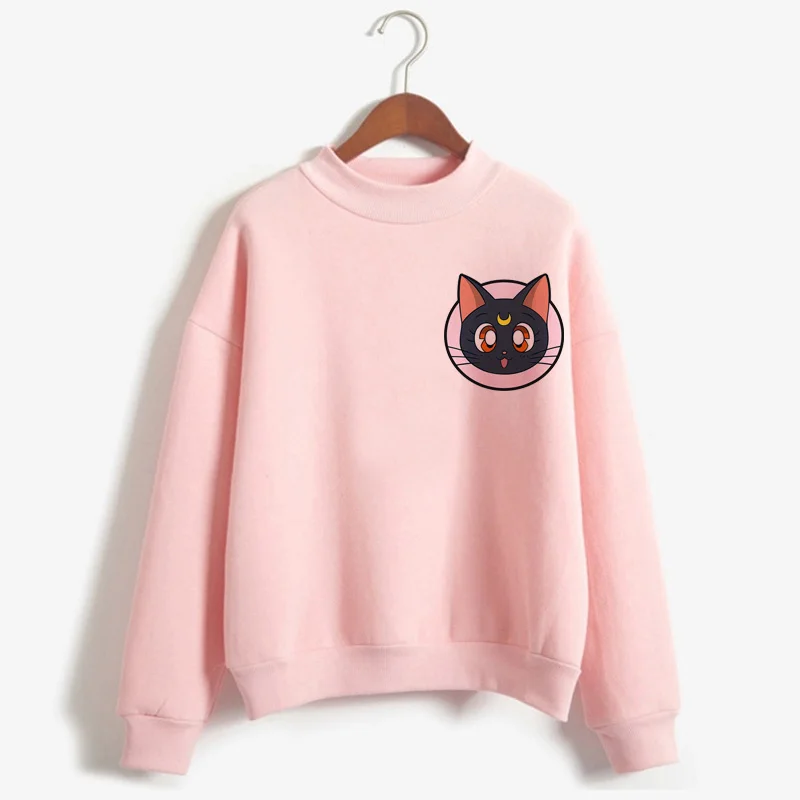 P1851ZC-pink Сейлор Мун каваи Харадзюку толстовки для женщин Ullzang милый кот Аниме Забавный мультфильм свитшоты Usagi 90s Эстетическая толстовка женская - Цвет: P1851ZC-pink
