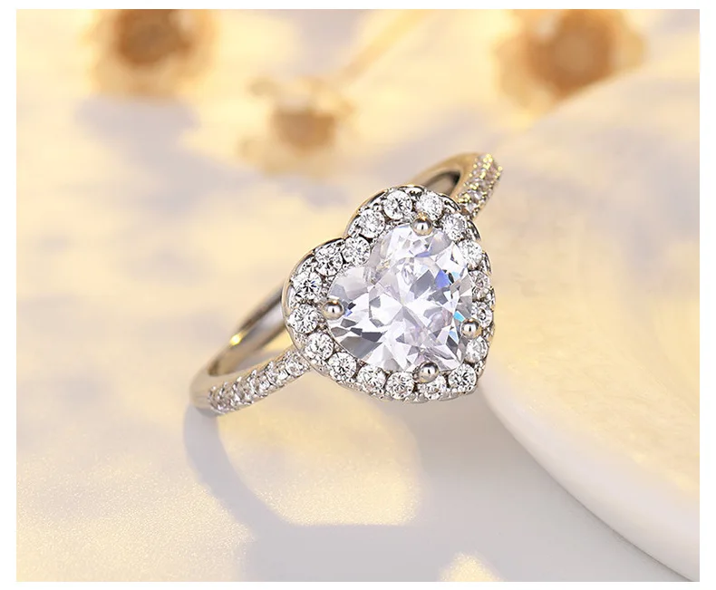 

Heart Open Rings For Women S925 Sterling Silver Wedding Engagement Bridal Jewelry Cubic Zirconia Stone Elegant Ring Lover Gifts