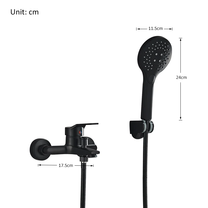 Матовый черный смеситель для душа Quyanre ванной комнаты горячей и холодной воды Tap