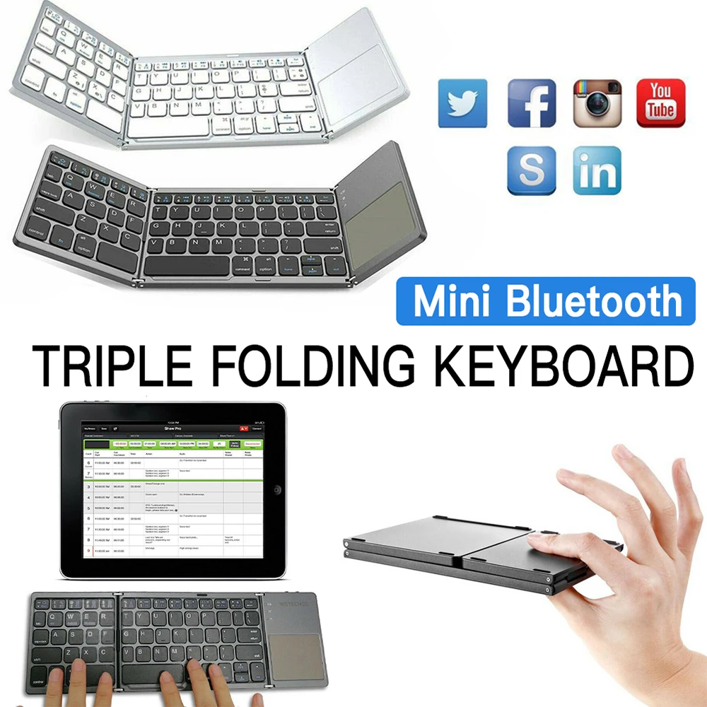 Складная Беспроводная мини-клавиатура с Bluetooth складная перезаряжаемая