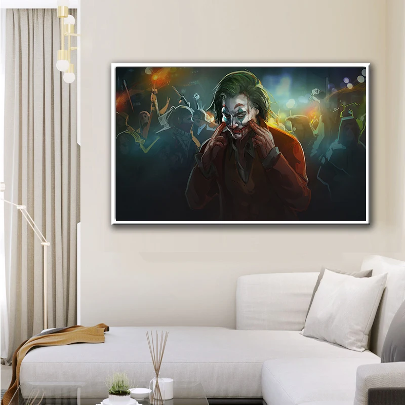 Картина на холсте с изображением кинозвезды Джокера нарисованная маслом шутка