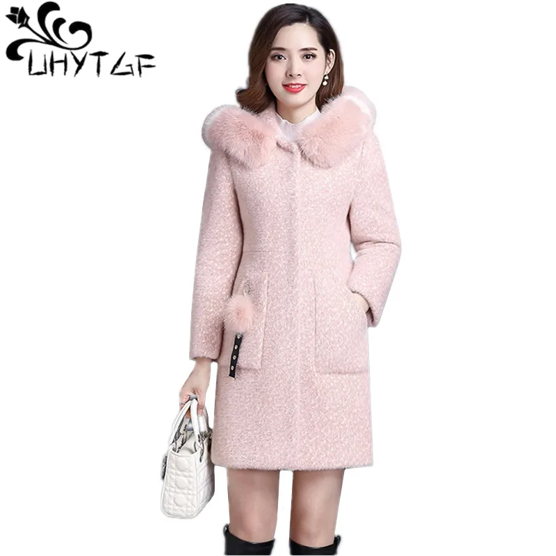 

Бархатное пальто UHYTGF, шерстяное Женское пальто, зимняя теплая куртка, женская утепленная модная зимняя женская куртка в стиле ретро X695