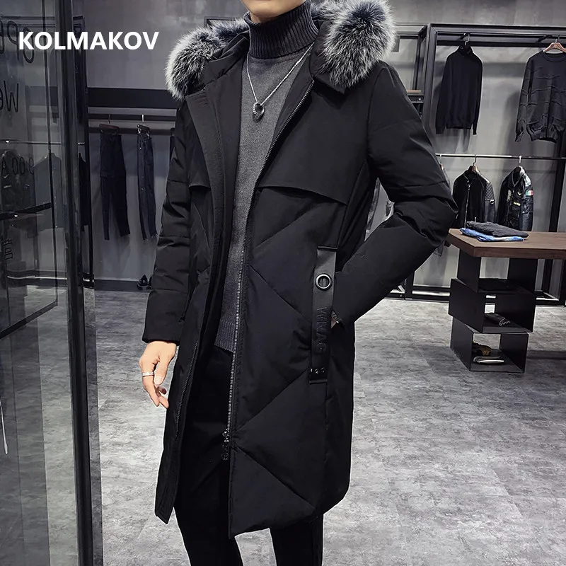 

2022 Long style winter jacket high quality 90% white duck down jackets men,hat Detachable mens warm thicked fashion hooded coat