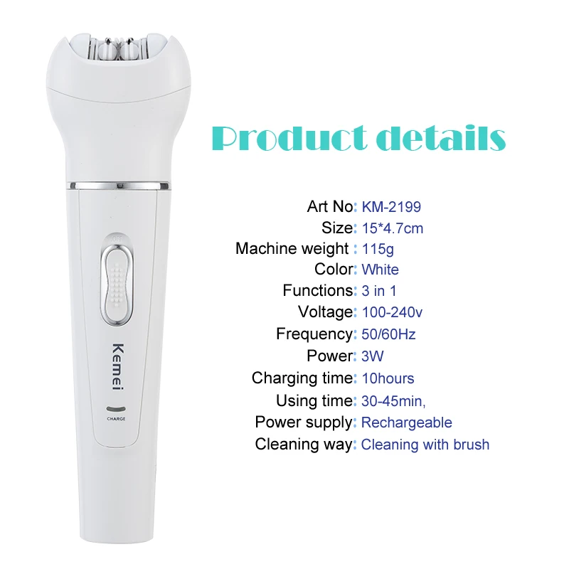 Kemei 5 в 1 эпилятор для волос бикини женщин женская электробритва перезаряжаемый