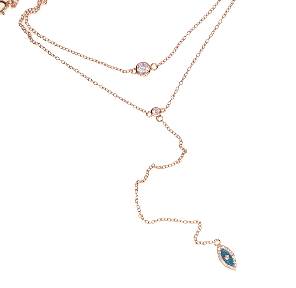 Collier Collares Новинка 925 пробы тонкая элегантная цепочка двухслойная Эмаль Турецкий