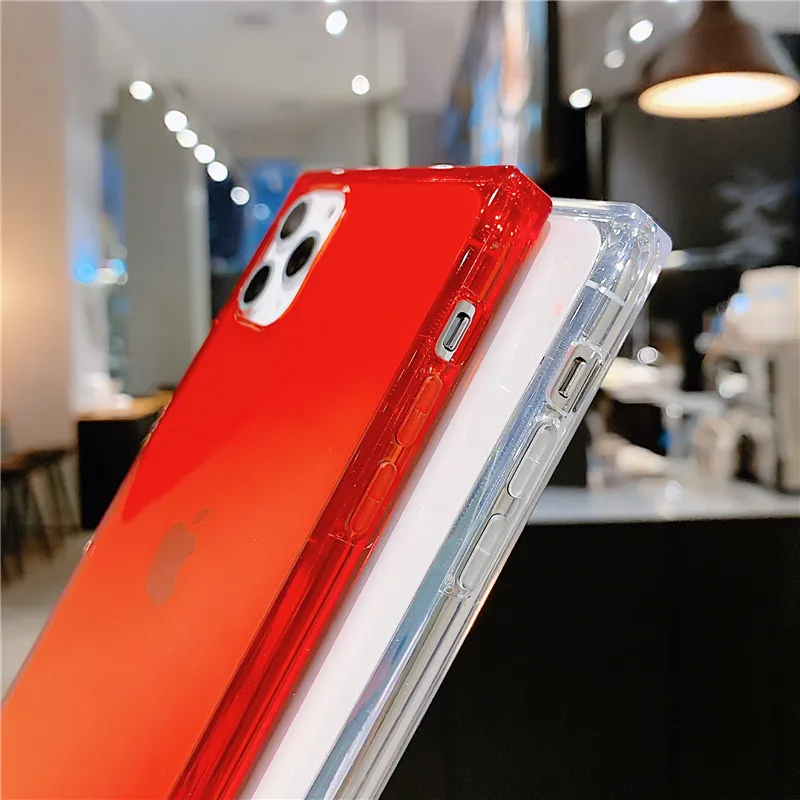 

Clear Square Plain Phone case For iPhone 11 Pro X XR XS Max 8 7 6 6S Plus case Silicone Soft Transparent Candy Back Cover