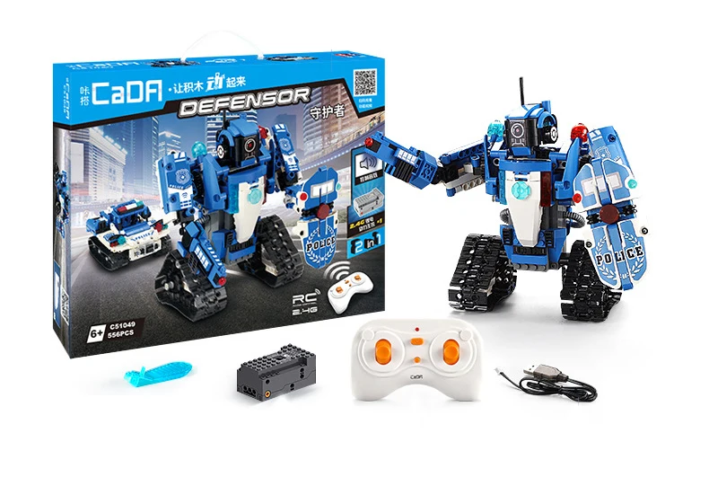 Technic 2,4 Ghz rc трансформация гусеничный полицейский робот строительный блок со звуковым кирпичом полицейский автомобиль радиоуправляемые игрушки