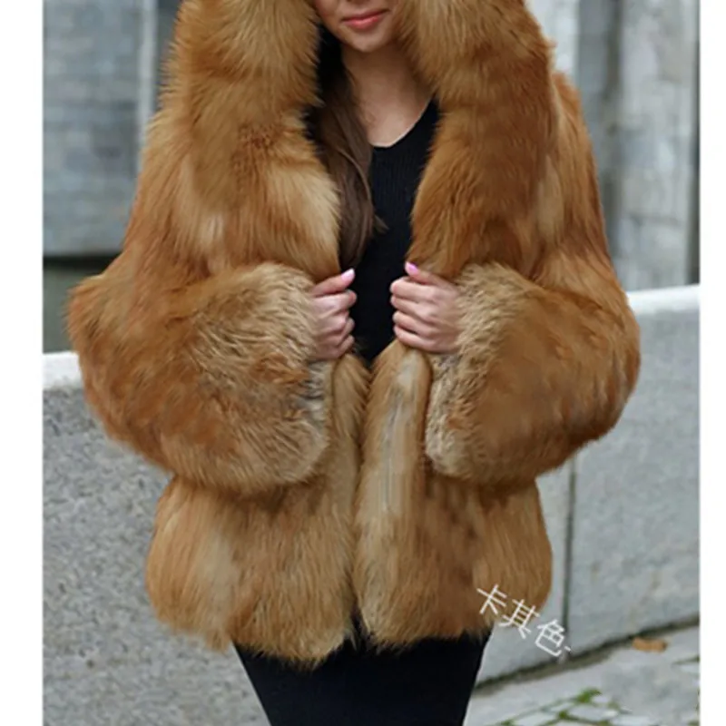 Женская Шуба из искусственного меха зимняя теплая накидка лисьего с длинным