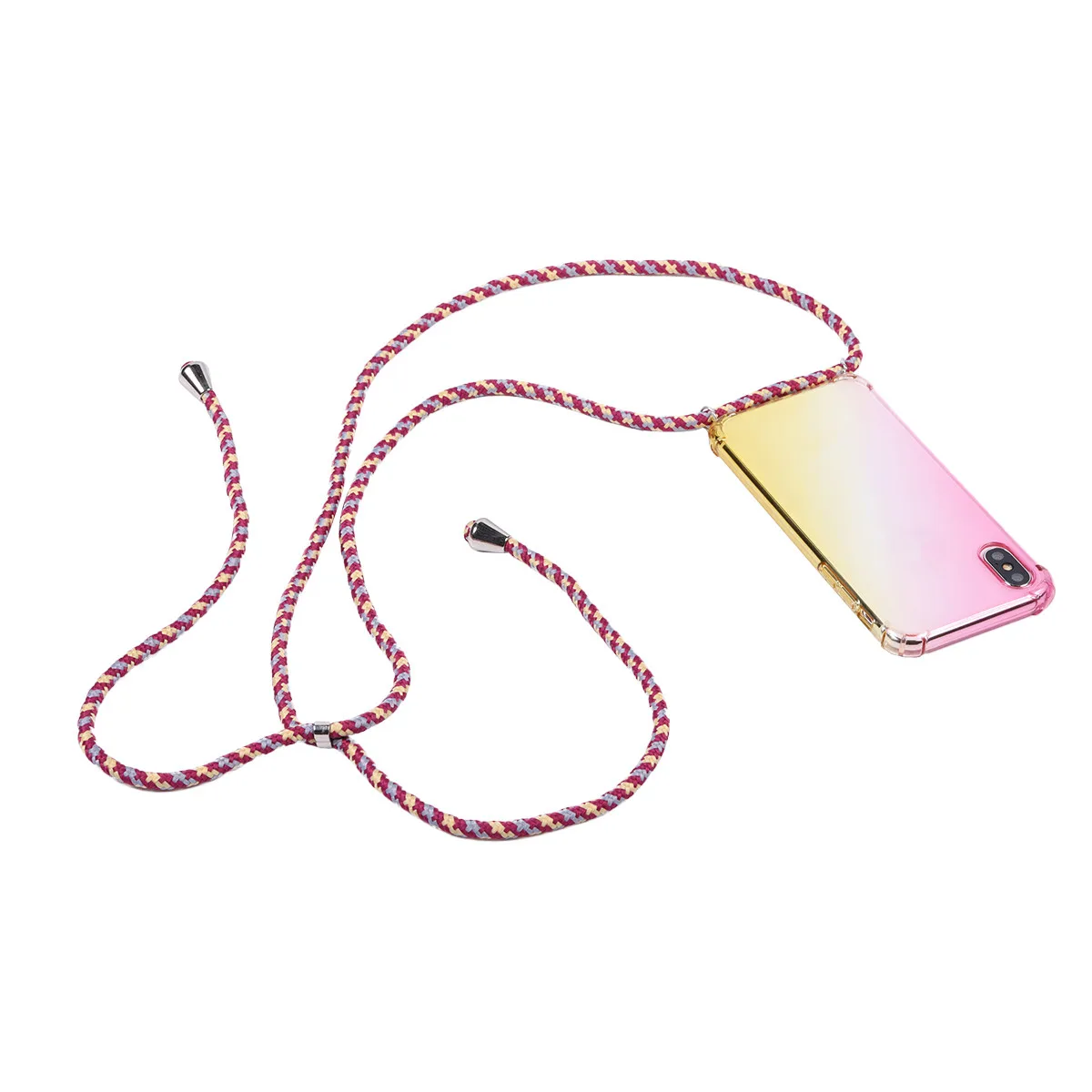 

Rainbow aurora transparent case for Samsung Galaxy S10 S10E S9 S8 plus S7 Edge note 10 9 8 lanyard shoulder rope cord case cover