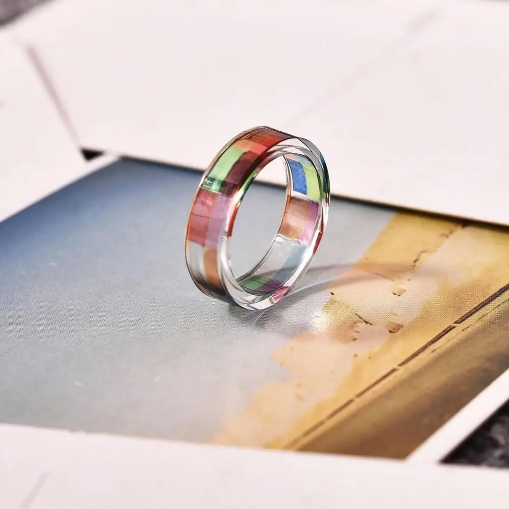 2019 кольцо унисекс в стиле панк ручной работы с клеем модное для пар из прозрачной