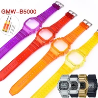 for casio g shock gmw b5000 sport waterproof siliconetransparent watch bracelet with protective case rubber strap bezel newest