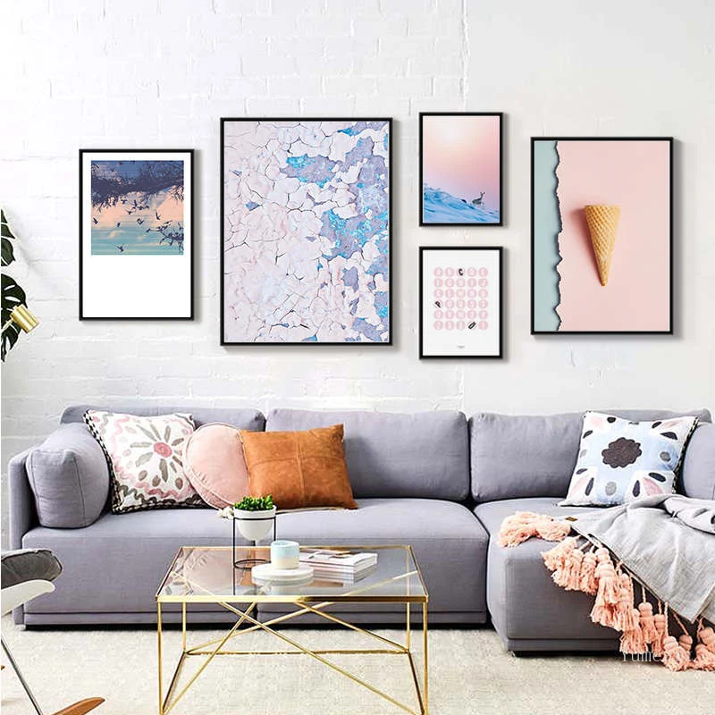 

Настенная картина розового снега, гор, закат, пейзаж, настенная Картина на холсте, скандинавский постер, принты для украшения гостиной