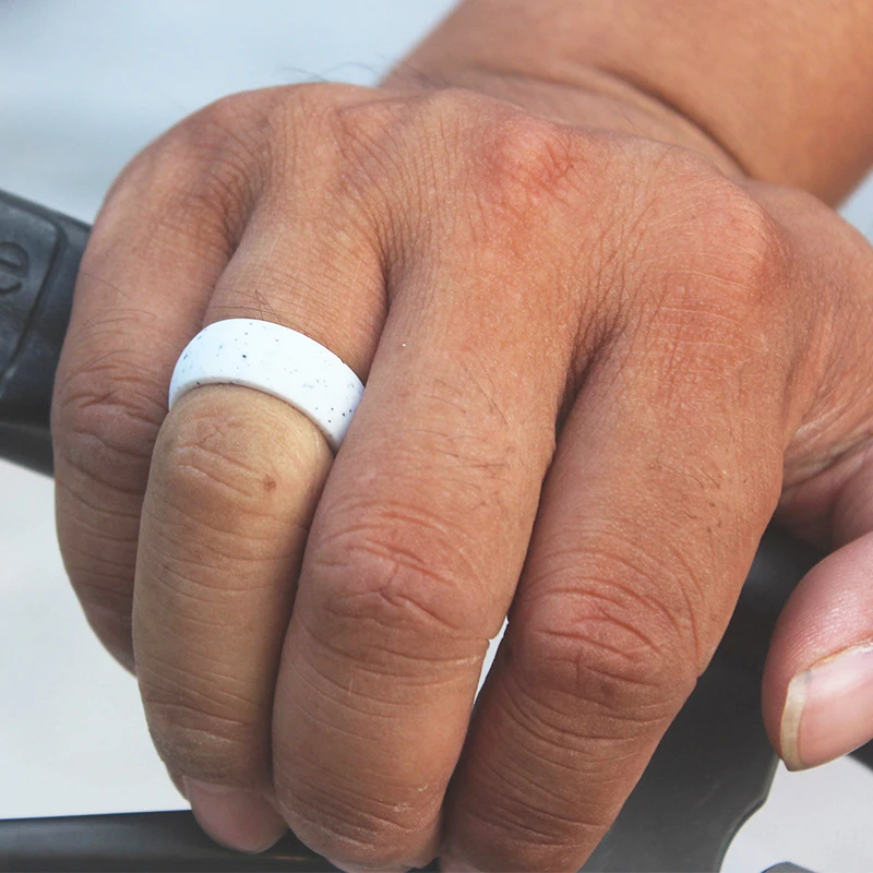 Мужское белое Мраморное Силиконовое кольцо прочное обручальное для мужчин