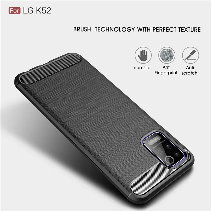 Soft Carbon Fiber Case For LG K52 K42 K92 5G K8 2018 K9 Cover Housings Protective Back Phone Bumper Funda | Мобильные телефоны и