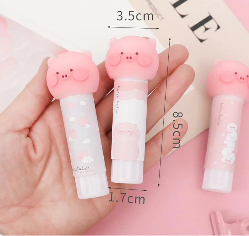 Модный дизайн милая мультяшная свинка однотонная клейкая палочка школьная