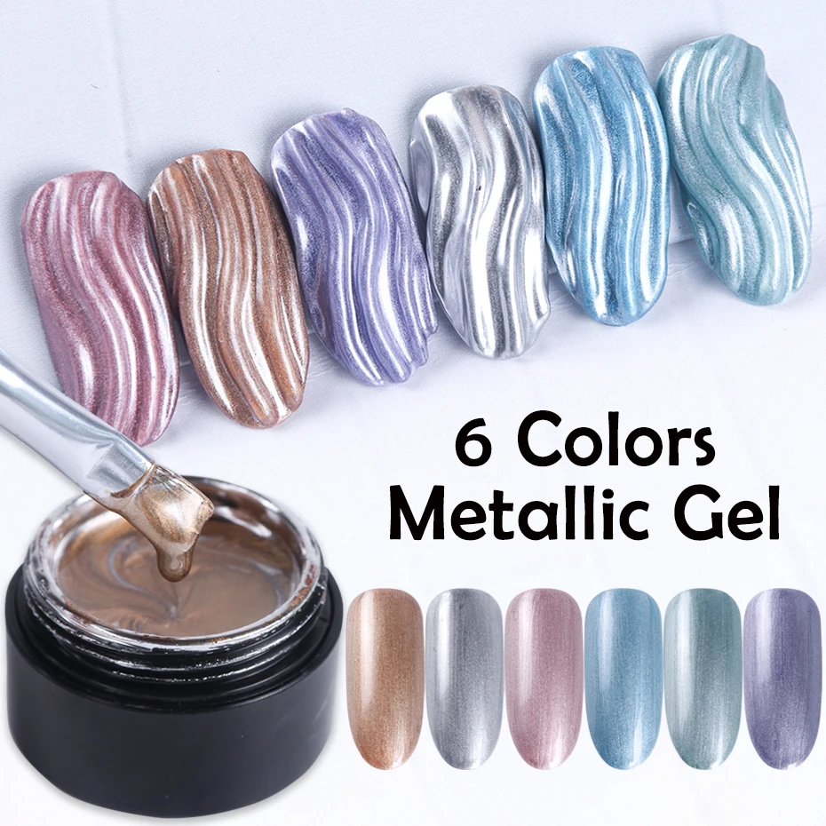 Гель с металлическим эффектом для ногтей 6 мл лак зеркальный эффект паучьим