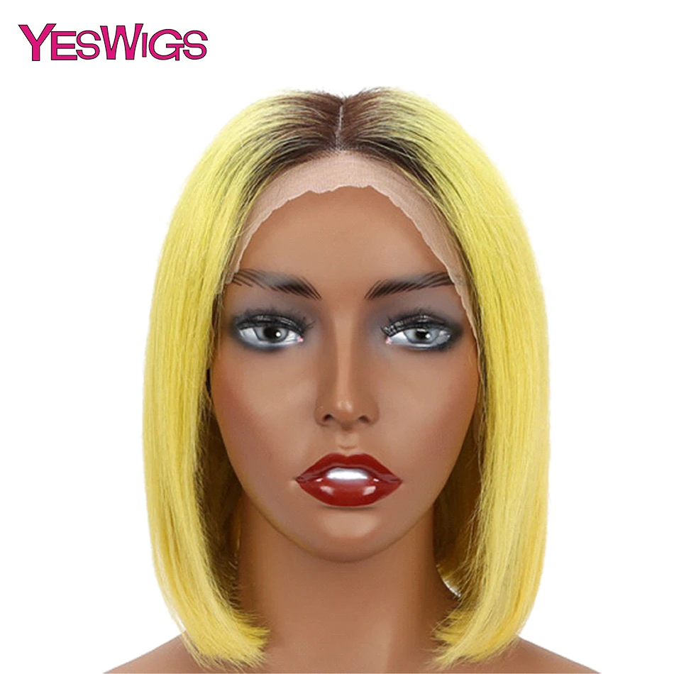 Yeswigs цветные человеческие волосы парики короткие кружевные Передние Прозрачные