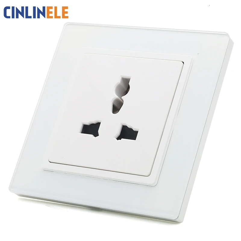 Белая стеклянная панель универсальная розетка 3 отверстия 10A такой же цвет как
