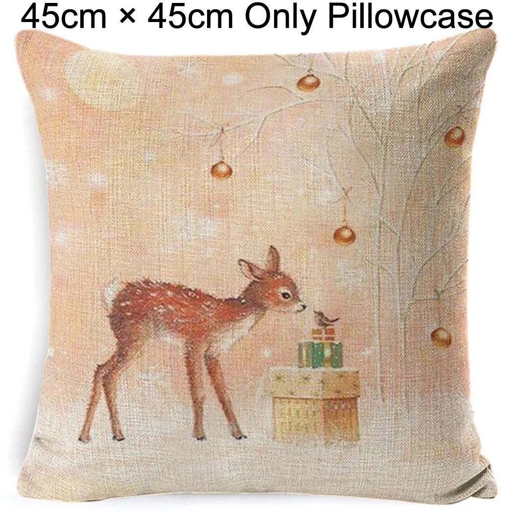 

45 * 45cm Christmas Deer Cushion Cover For Sofa Linen Pillowcase Pillows Covers Home Textile Covers Decoration