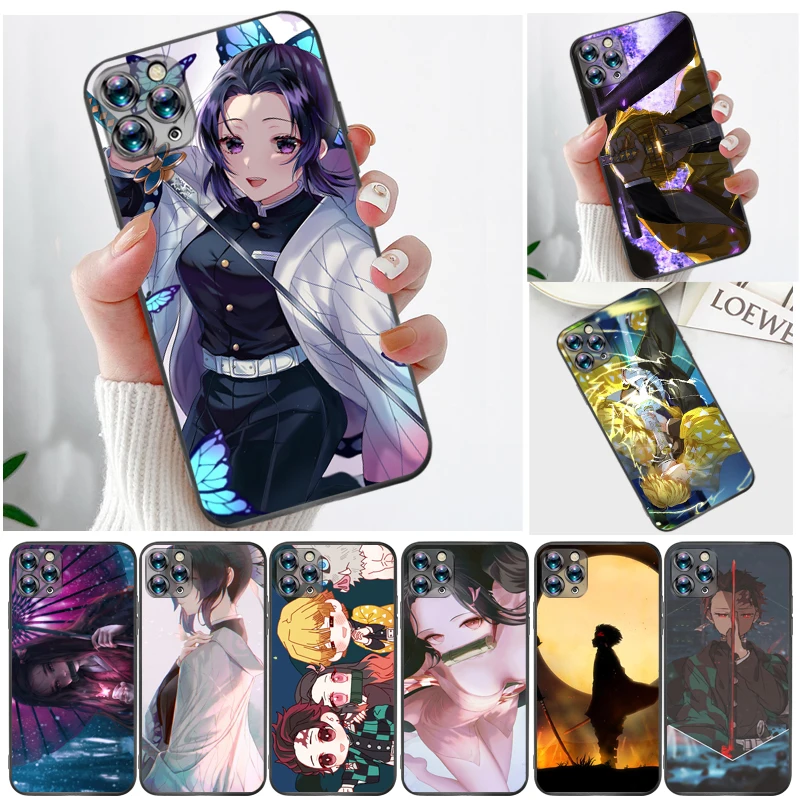 

Demon Slayer Kamado Tanjirou Kimetsu No Yaiba Agatsuma Zenitsu Kamado Nezuko Phone Case For iPhone 11 11Pro MAX Funda