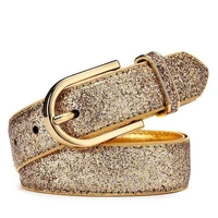 fashion women glitter gold leather belt female silver waist belt high quality cummerbund ceinture femme