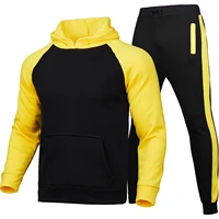 2021 brand men solid color casual sets autumn new mens hoodies pants two piece tracksuit trendy sportswear set male