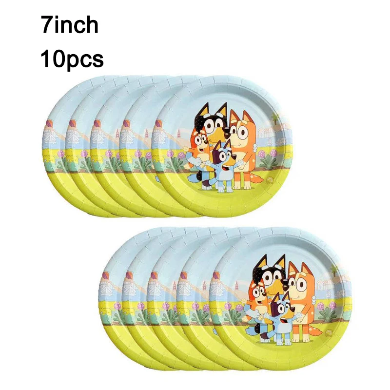 Vajilla desechable con tem&aacute;tica de Bingo Bluey para fiesta de Cumplea&ntilde;os de Ni&ntilde;os, plato y taza, suministros de decoraci&oacute;n para Baby Shower, 119 piezas-2