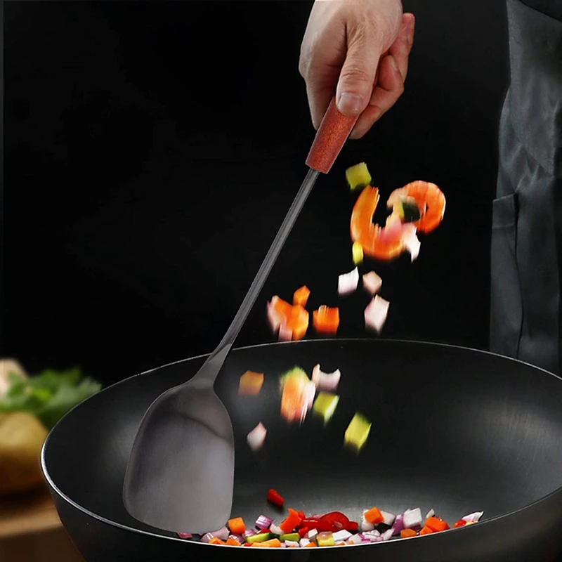 

Wok Spatula and Ladle Tool Set, 14.2-15 Inches Spatula for Wok, Stainless Steel Wok Spatula